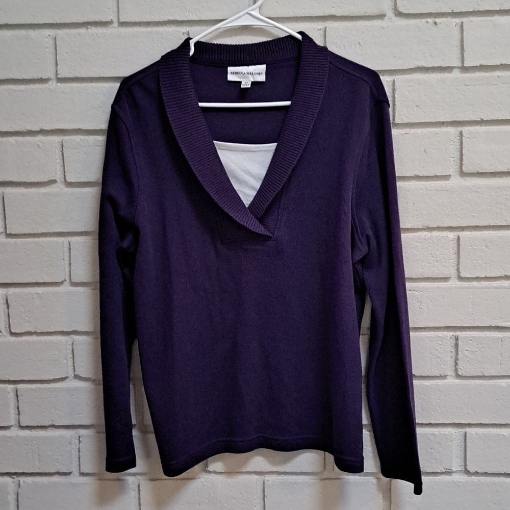 Rebecca Malone Purple/White Long Sleeve Top